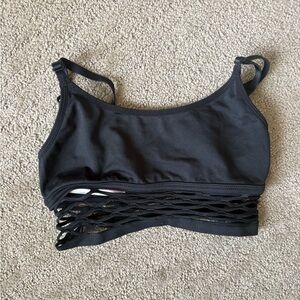PINK Victoria's Secret Black Cutout Lattice Sports Bra